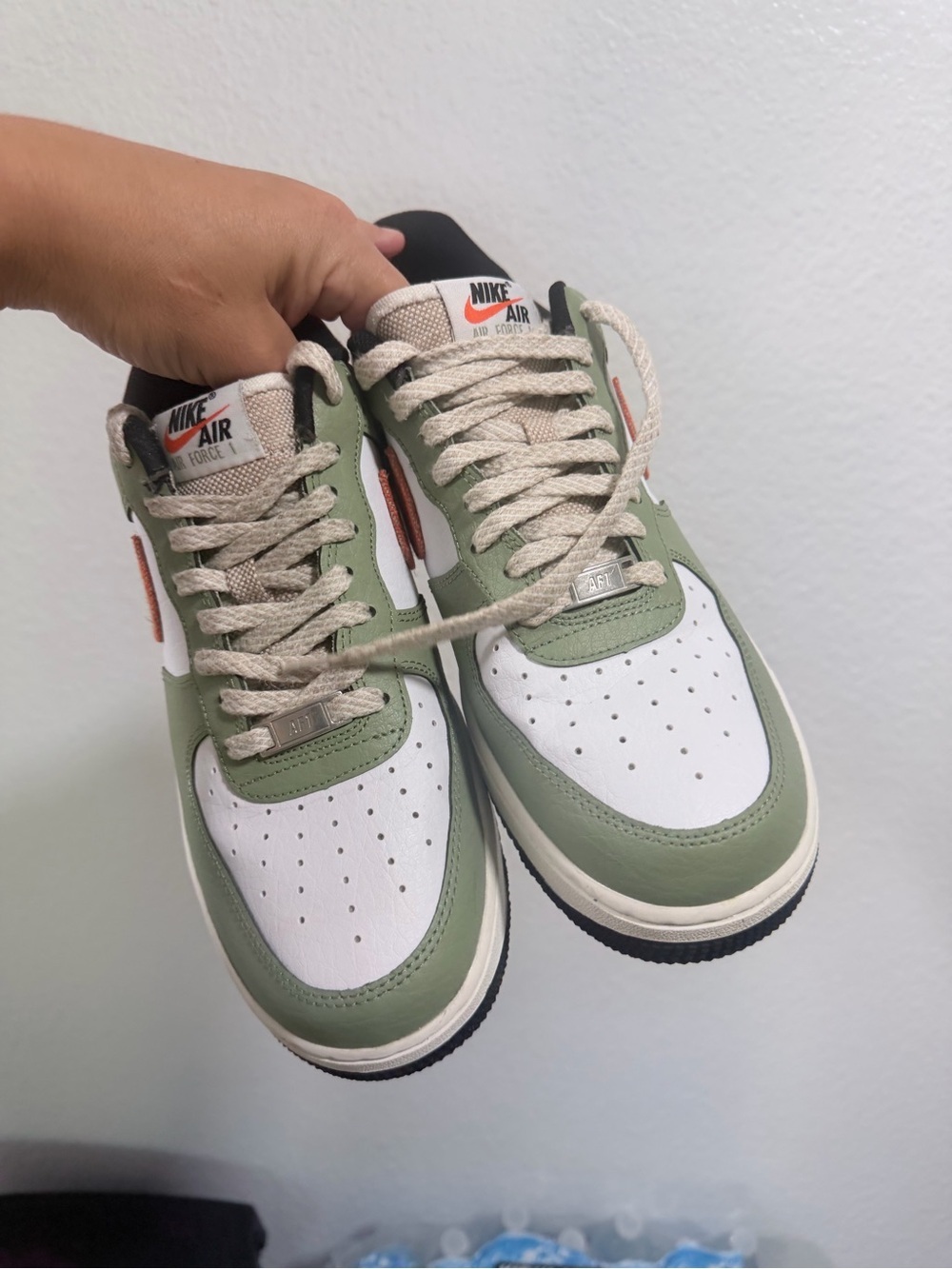 Nike Low Top Sneaker — Olive Green, White & Orange - Picture 7 of 10